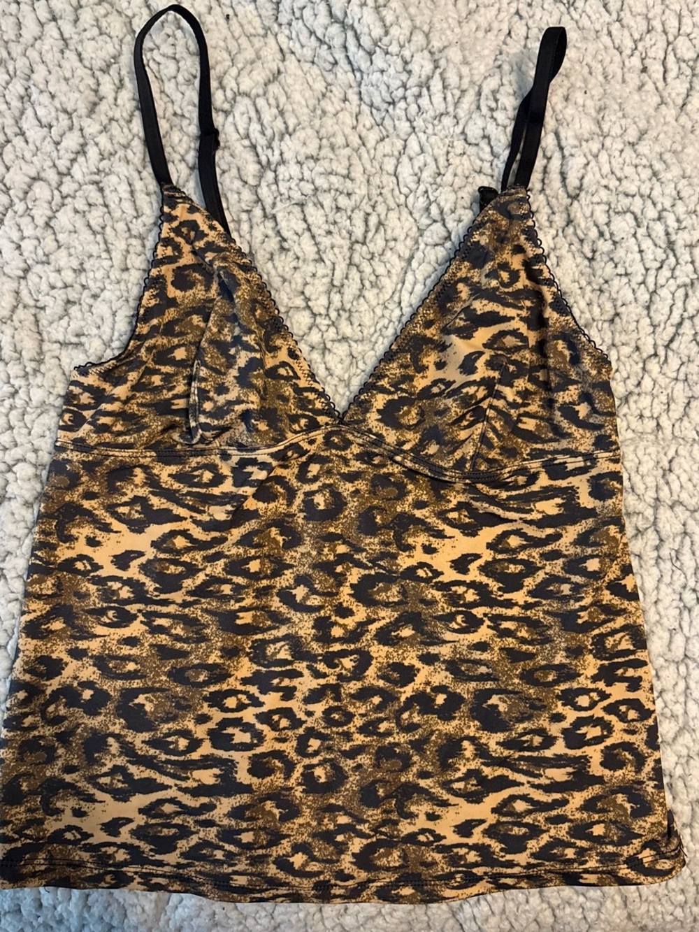 Urban Outfitters Leopard Print Satin Cami Tank - Tan and Black